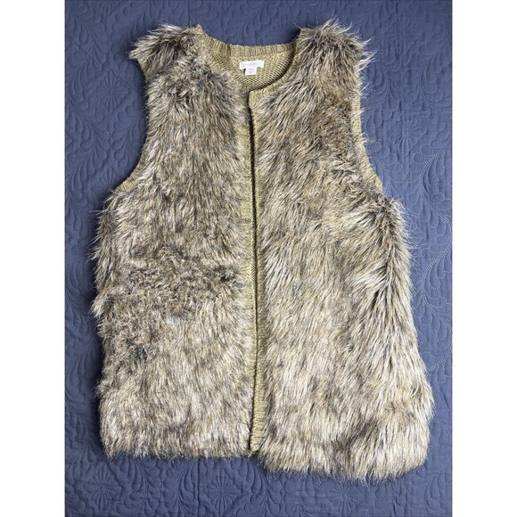 Xhilaration Jackets & Blazers - XHILARATION SZ M Fashion Faux Fur Embroidered Brown Knit Vest Western Boho Indie